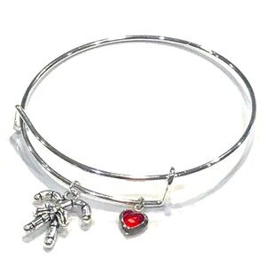 Christmas Themed Adjustable Zinc Alloy Wire Silver Metal Bangle C…
